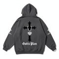 God's Plan Hoodie with cross and heart necklace graphic